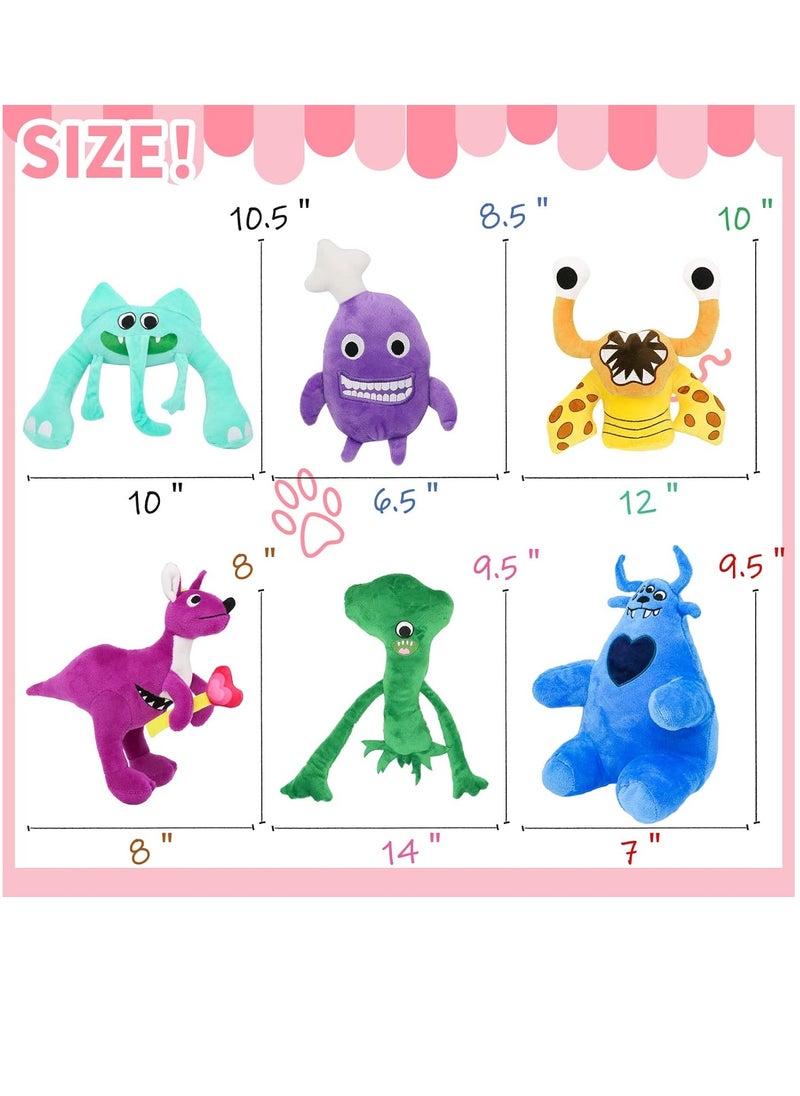 XICEN - Garden of Banban Plush Pack of 6 Soft Stuffed Animal Figure Dolls Monster Horror Game Garden of Ban Ban Plushies Toys Gift for Fans Adult Kids - Image 1