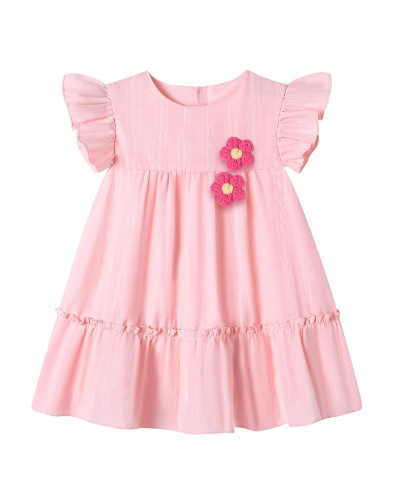 YALLET 18 24 Months Toddler Girl Dress Ruffle Sleeveless Baby Dresses 3D Floral Adorning Toddler Holiday Outfits for Valentine's Day Easter Playdate Birthday Photoshoot(Pink,18-24 Months) - Image 1
