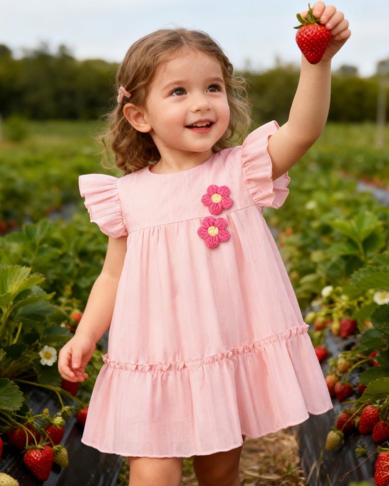 YALLET 18 24 Months Toddler Girl Dress Ruffle Sleeveless Baby Dresses 3D Floral Adorning Toddler Holiday Outfits for Valentine's Day Easter Playdate Birthday Photoshoot(Pink,18-24 Months) - Image 2