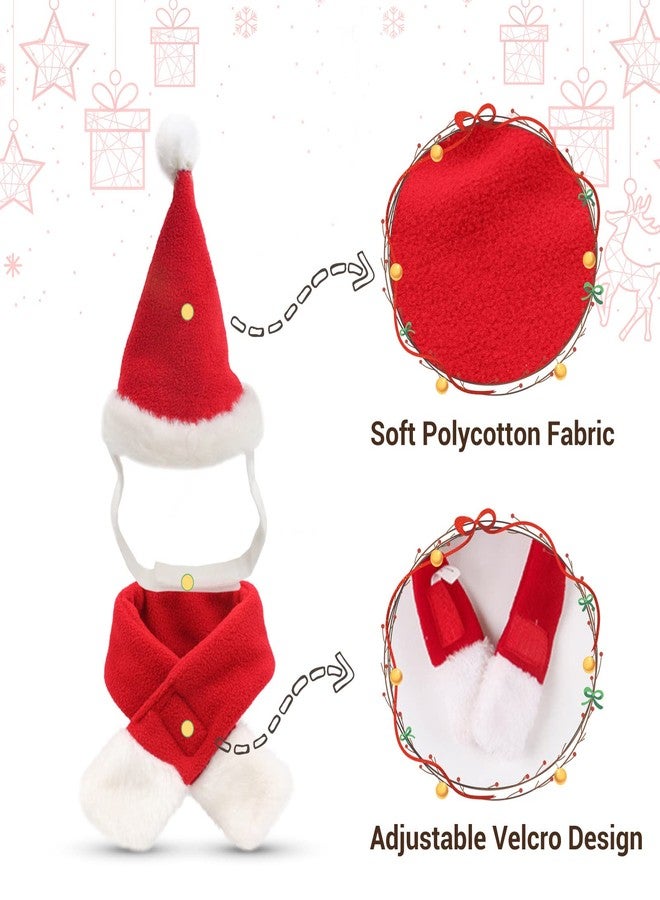 NAMSAN Christmas Cat Hats Costume, Santa Hat with Red Scarf for Cats Small Dogs, Rabbit Christmas Hat Outfit, Small Xmas Apparel for Statue Decoration - Image 3