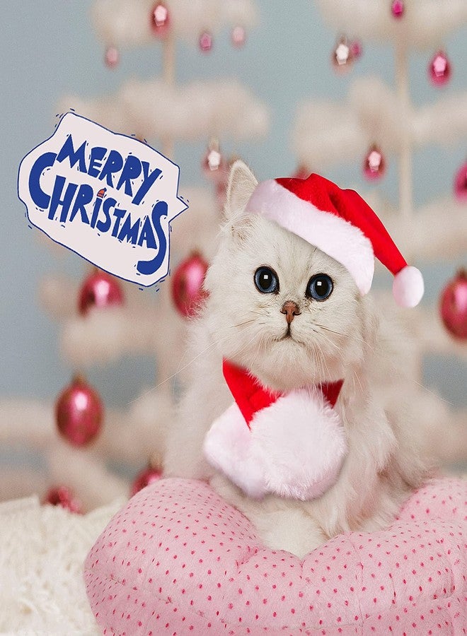 NAMSAN Christmas Cat Hats Costume, Santa Hat with Red Scarf for Cats Small Dogs, Rabbit Christmas Hat Outfit, Small Xmas Apparel for Statue Decoration - Image 5
