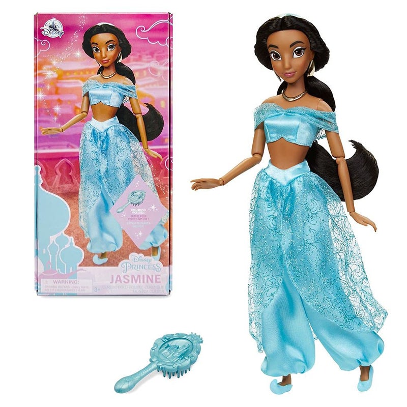 Disney Store Official Disney Princess Classic Doll (Jasmine from Aladdin), 11 Inches, Includes Brush with Molded Details, Fully Posable Toy in Classic Outfit - Disney Princess Toys for Girls - Image 1