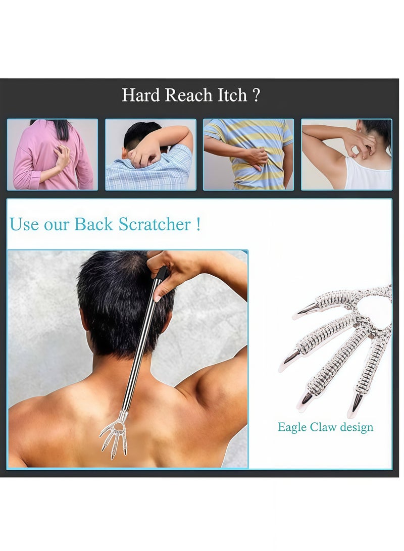 Telescopic Back Scratcher Extendable Handle Portable Stainless Steel Hand Massage Tool, Extends from 8.66 to 23.23 inches, 2 Pack - Image 3