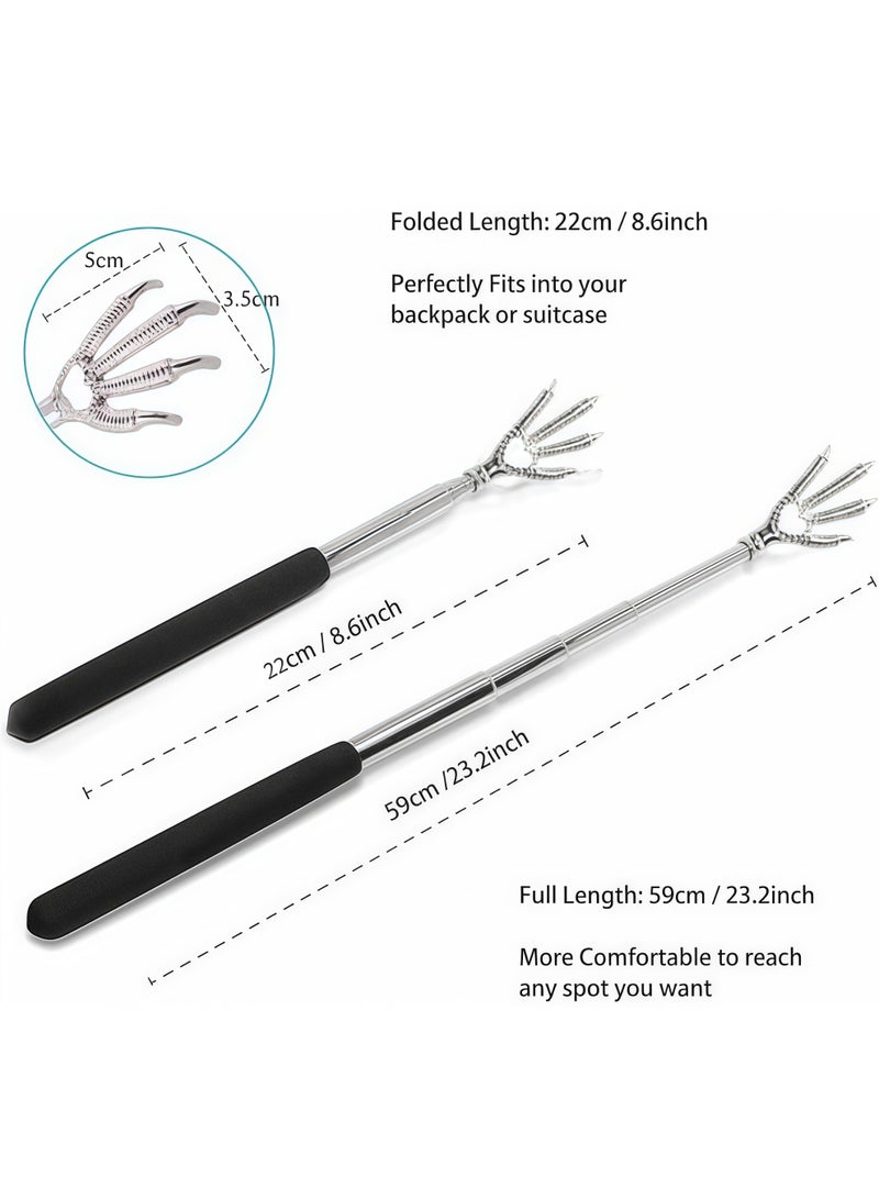 Telescopic Back Scratcher Extendable Handle Portable Stainless Steel Hand Massage Tool, Extends from 8.66 to 23.23 inches, 2 Pack - Image 4