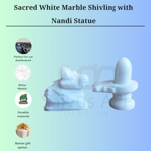 Salvus APP SOLUTIONS Sacred White Marble Shivling with Nandi Statue - Divine Elegance for Your Worship Space (Nandi-1.25 Inch, Shivji 2.5 Inch) - Image 4