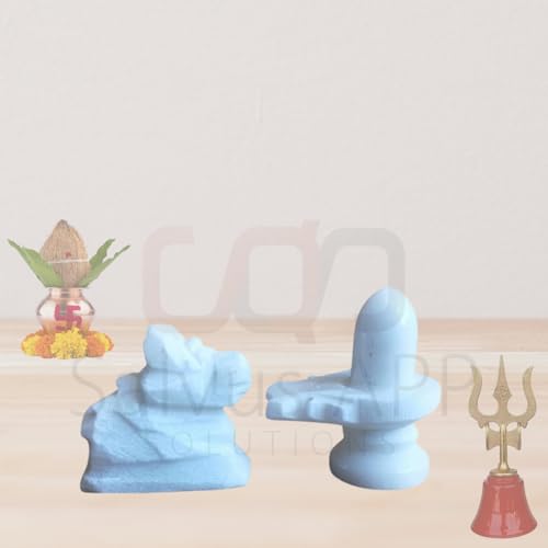 Salvus APP SOLUTIONS Sacred White Marble Shivling with Nandi Statue - Divine Elegance for Your Worship Space (Nandi-1.25 Inch, Shivji 2.5 Inch) - Image 5