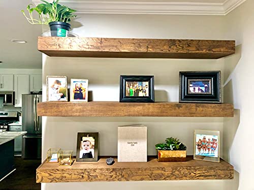 Vm Decor 18 Inch Floating Shelves For Wall Set Of 3 Rustic Wall Mounted Ledge Shelf For Bathroom Bedroom Living Room Sheesham Wood - Image 1
