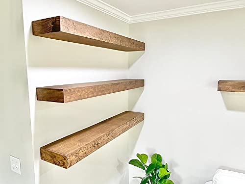Vm Decor 18 Inch Floating Shelves For Wall Set Of 3 Rustic Wall Mounted Ledge Shelf For Bathroom Bedroom Living Room Sheesham Wood - Image 3
