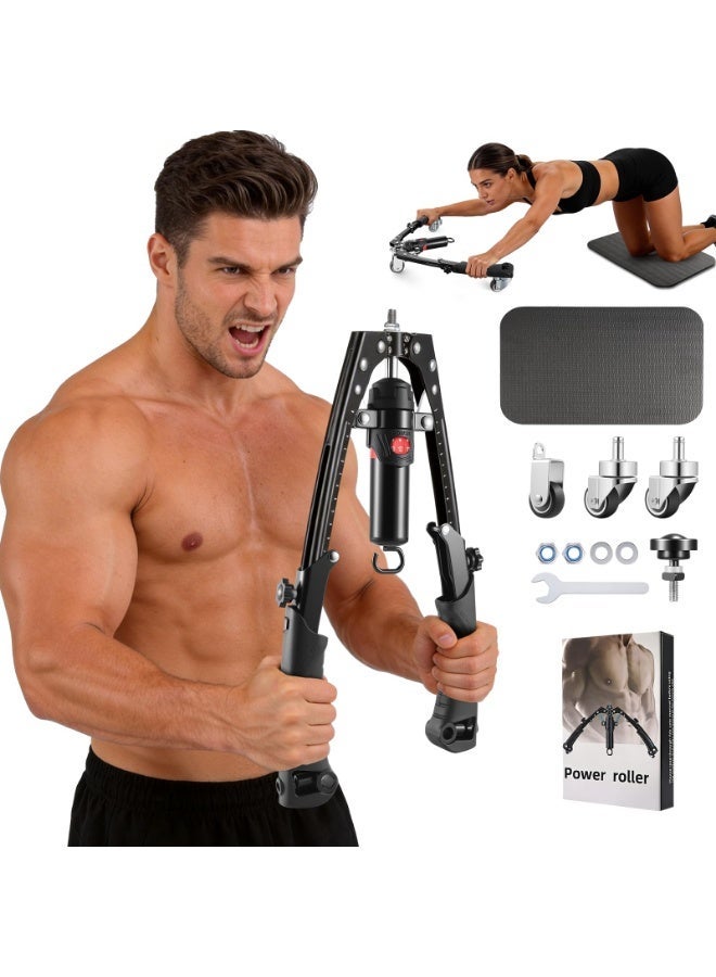 Arabest Chest & Arm Twister & Core Trainer, 3 in 1 Hydraulic Power Chest Workout Equipment with Ab Roller Wheels and Hooks, 22-440lbs for Strength Trainer, Home Gym Equipment for Full Body Strength Training - Image 1
