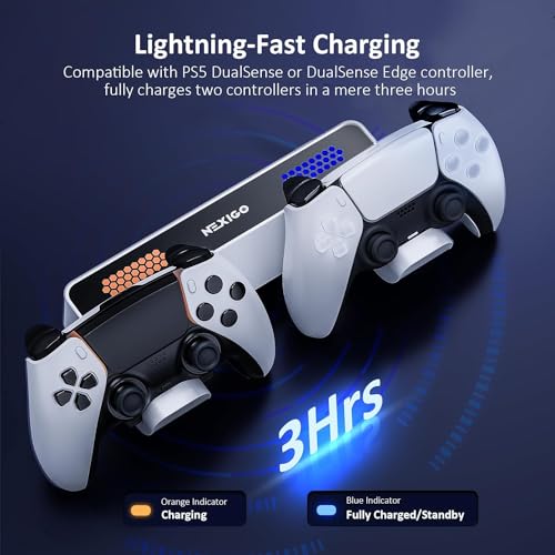 NexiGo PS5 (All Versions) Wall Mount Kit with Charging Station for PS5/PS5 Slim/PS5 Pro Consoles, Regular and DualSense_Edge Controllers, Stable Metal Wall Hanging Stand with LED Indicator - Image 5