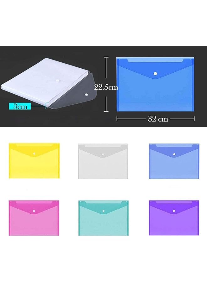 A4 Plastic Wallets Folder 12Pcs Document Files Envelope Folders Travel Storage Bags Pockets For Cash Budget Envelopes Store Documents Stationery Letters And Game Cards