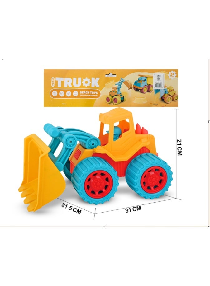 تيم لعبة شاحنة جرافة ضخمة (لودر) موديل 41642، سيارة شاطئ ورمل كبيرة، جرافة رمل بعجلات مطاطية للبنات والأولاد، طول 81.5 سم - Image 1