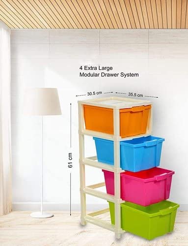 NMS TRADERS Storage Drawer 4 Layer Drawer Plastic Rectangular Modular Chest Storage Organizer Home Kitchen Parlor Office Doctor Kids Foldable drawers AntiSlip Shoes - Image 5