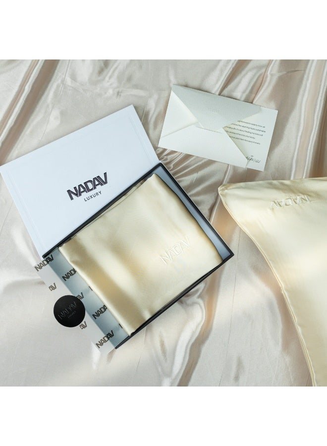 Nadav Silk Pillow Cover – Beige – 75 × 50 cm
