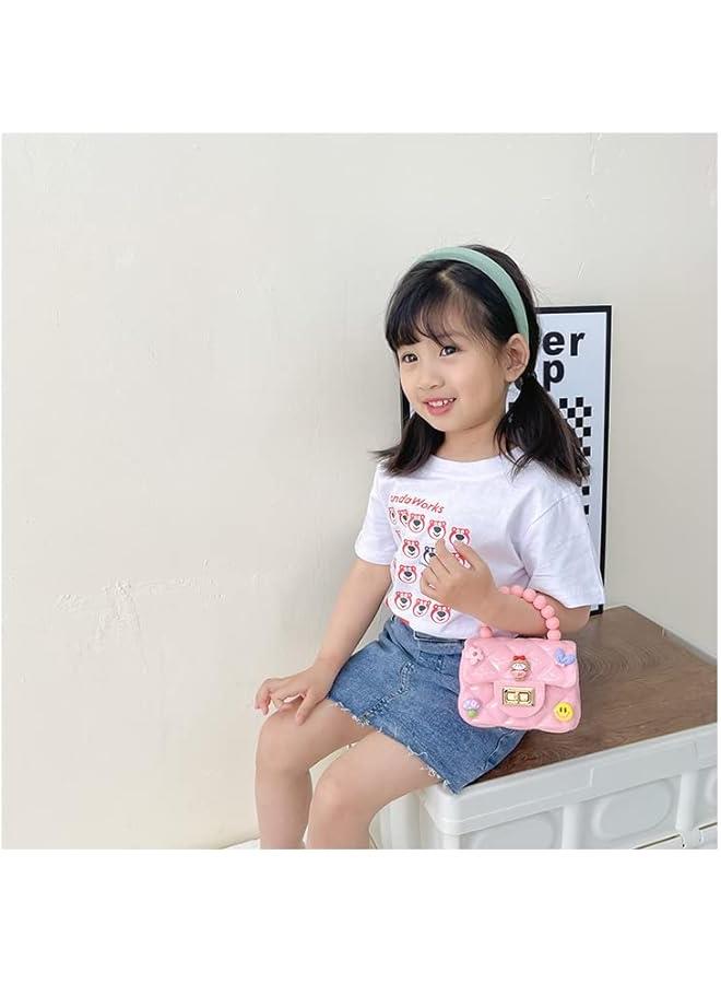 Jelly Bag PurseCute Princess Toddler Kids Beaded Handbag for Little Girls Mini Shoulder Crossbody Bag Chain Strap, Pink - Image 2