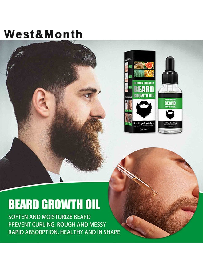 West&Month Beard Growth Oil, For Beard More Full And Thick, Beard Growth Serum Of Plant Extraction, Pure Natural Promote Beard And Hair Growth - Image 4
