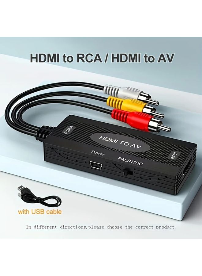 Black Rca To Av Converter 1080P Pal Ntsc For Tv Pc Ps3 Xbox Vhs Vcr Dvd Players - Image 2