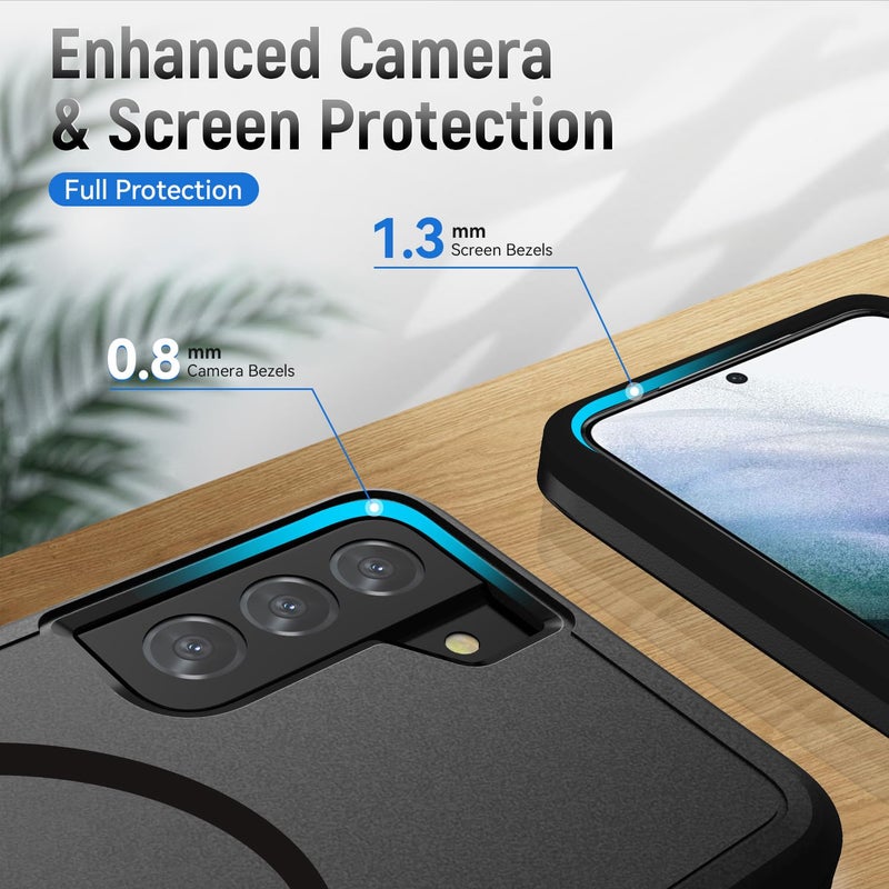 Teayoha for Samsung Galaxy S21 Case,[Compatible with Magsafe] [Military Grade Drop Tested] Shockproof Magnetic Tough Rugged Protective Phone Case -6.2 inch (Black) - Image 4