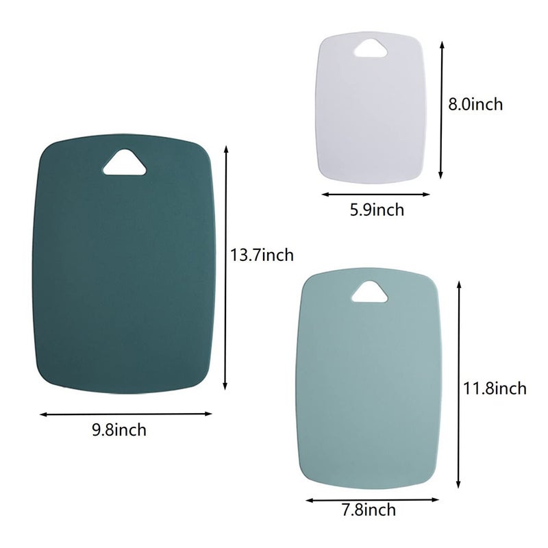 BanYakong Cutting Boards for Kitchen,Plastic Cutting Board Set of 3, Thick Chopping Boards for Meat, Veggies, Fruits, with Easy Grip Handle,Dishwasher Safe (Green, 3Pcs) - Image 3