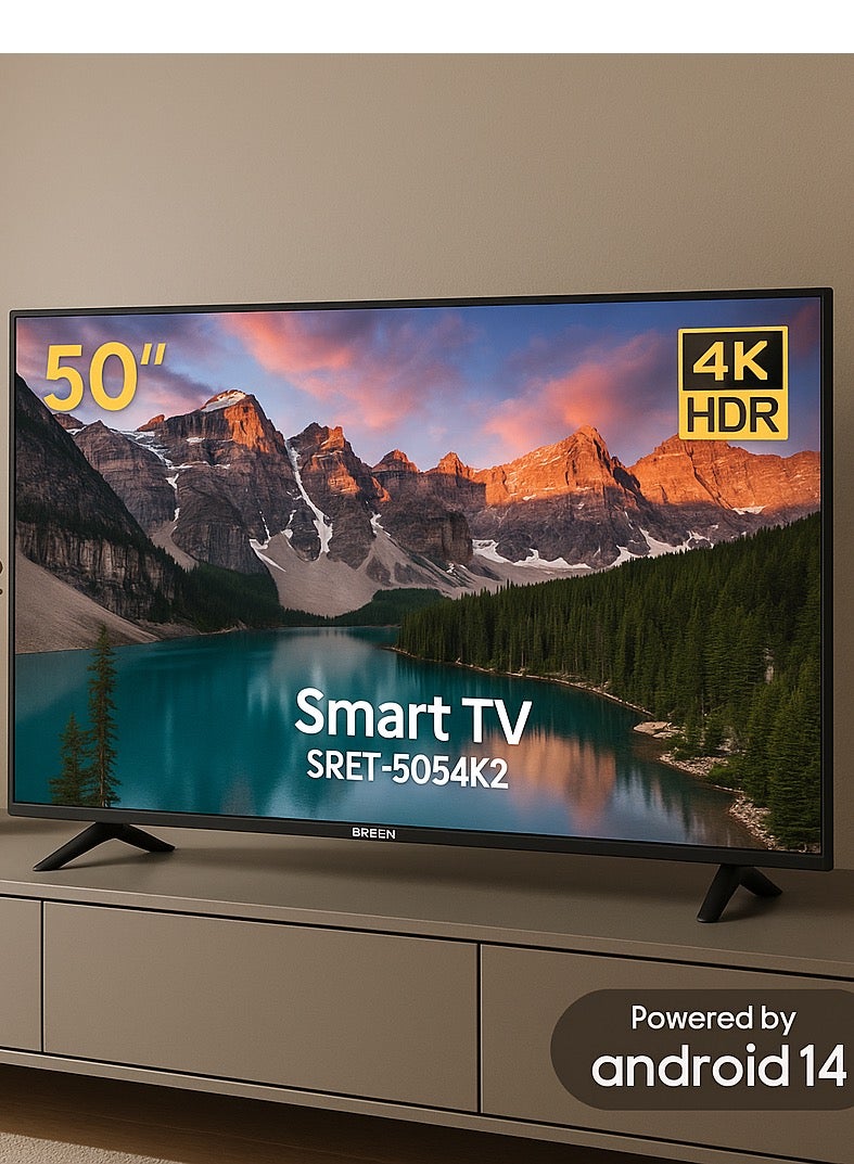 SREEN 50 Inch Smart Android 14 TV – 4K UHD (3840×2160), Frameless Slim Design, HDMI & USB Ports, 1.5GB RAM + 8GB Storage, Model SRET-50S4K2 - Image 4