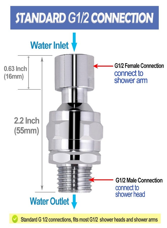 YDmeet Shower Head Swivel Ball Adapter Brass Adjustable Shower Arm Connector Universal Showering Component Shower Arm Extension, Polished Chrome - Image 4