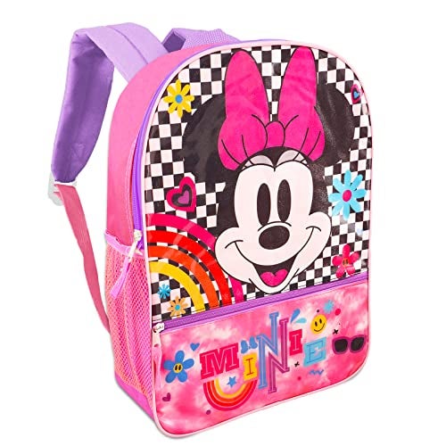 Minnie Disney Minnie Mouse Backpack and Lunch Box Set 16 Bag with Zipper Pockets Lunch Bag Stickers More School Supplies Minnie Backpack Set - Image 3