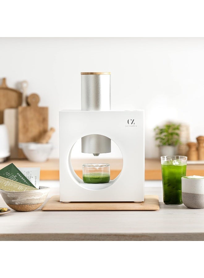 Cuzen Matcha  Maker Starter Kit, An Innovative At-Home Matcha Machine That Produces Freshly Ground Matcha From Organic Shade-Grown Japanese Tea Leaves (White)  - Image 4