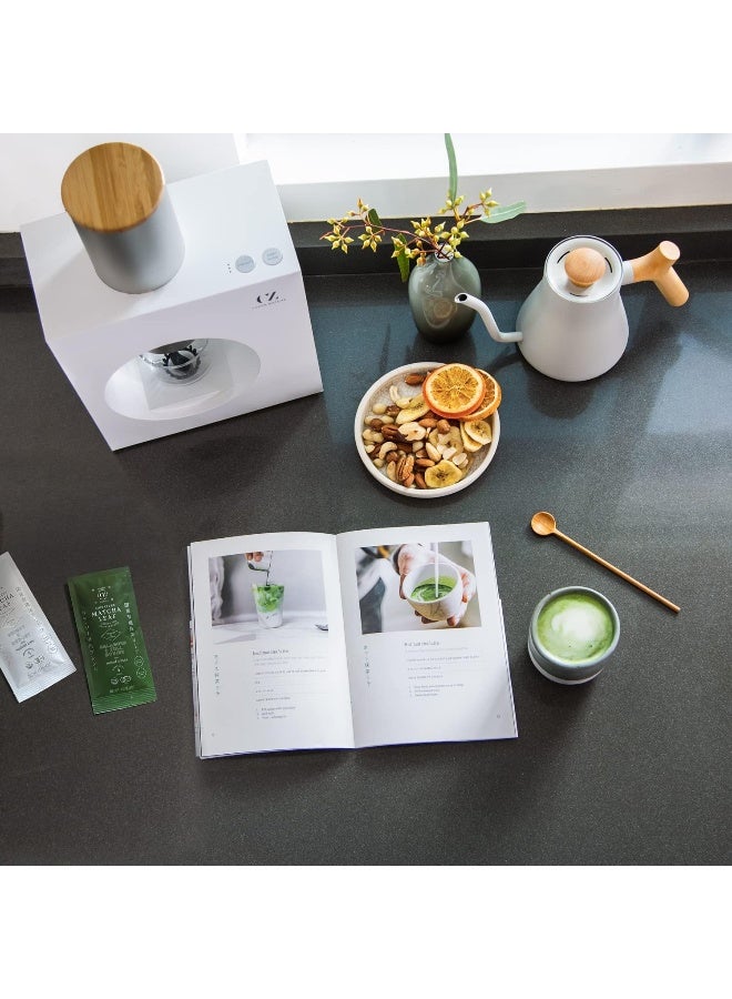 Cuzen Matcha  Maker Starter Kit, An Innovative At-Home Matcha Machine That Produces Freshly Ground Matcha From Organic Shade-Grown Japanese Tea Leaves (White)  - Image 2