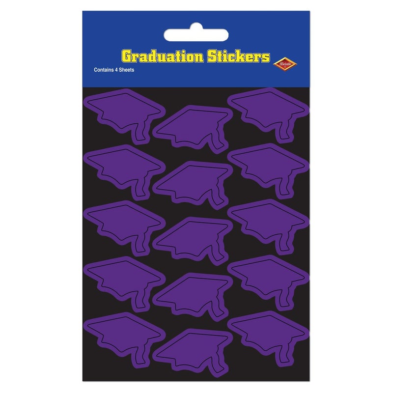Beistle Grad Cap StickersPurple