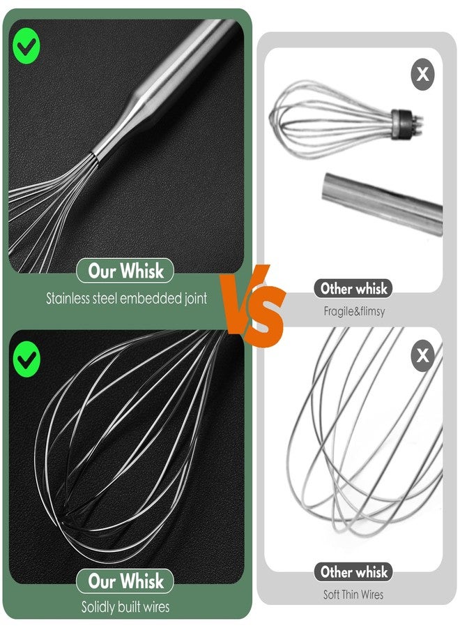 FDEYIQ Stainless Steel Whisk for Cooking Kitchen Non Stick Balloon Wire Metal Baking Whisk Egg Beater for Blending, Whisking Beating,Dishwasher Safe, 12inch (Stainless Steel Handle) - Image 3