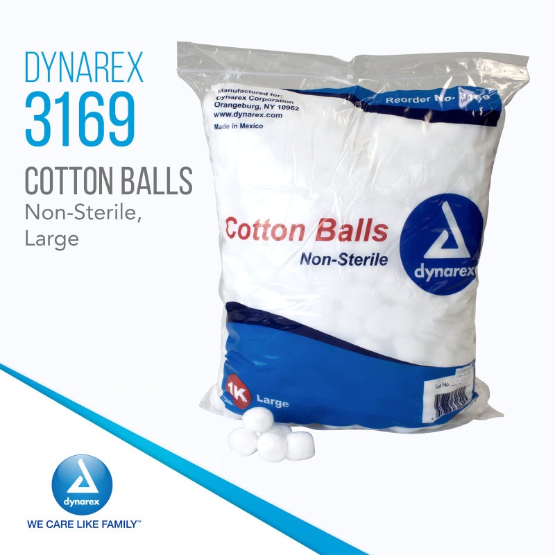Dynarex Cotton Ball, Non-Sterile and Large, Latex-Free, Pack of 2000 - Image 2