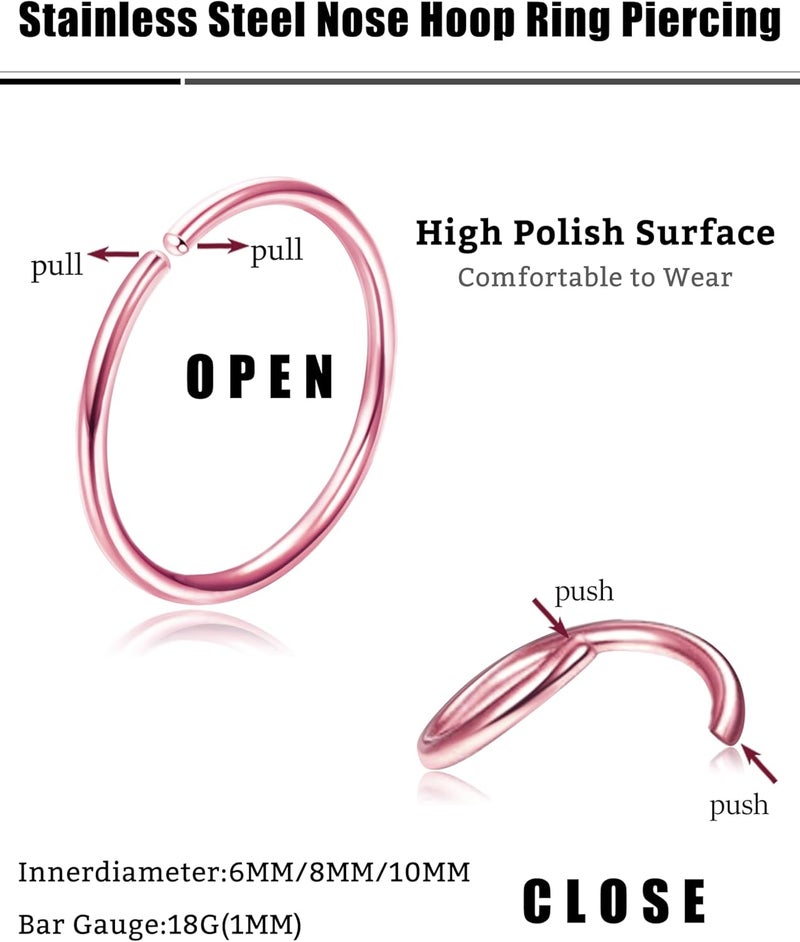 Drperfect 36Pcs 20G Nose Ring Hoop for Women Men 316L Stainless Steel Helix Tragus Lip Septum Ring Cartilage Earring Hoop Piercing Jewelry - Image 2