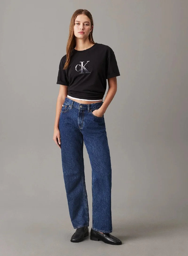 Calvin Klein Jeans Ck Black Relaxed Monogram T-shirt for Women | Best Price UAE