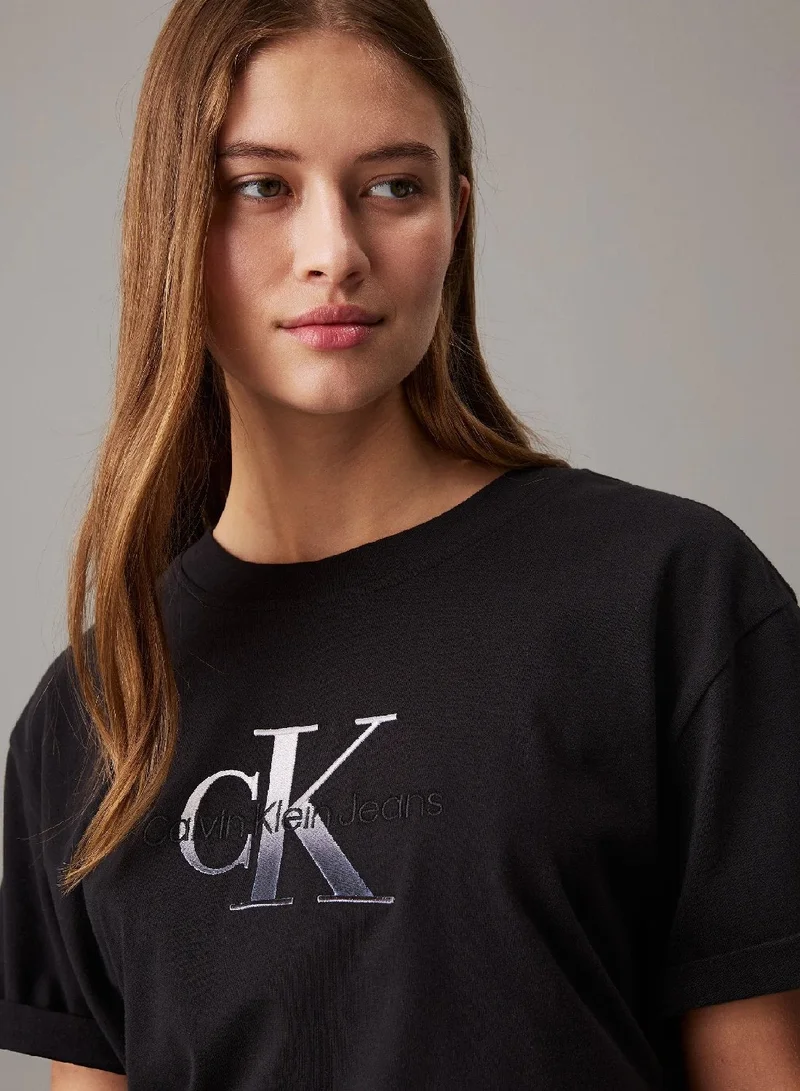 Calvin Klein Jeans Ck Black Relaxed Monogram T-shirt for Women | Best Price UAE