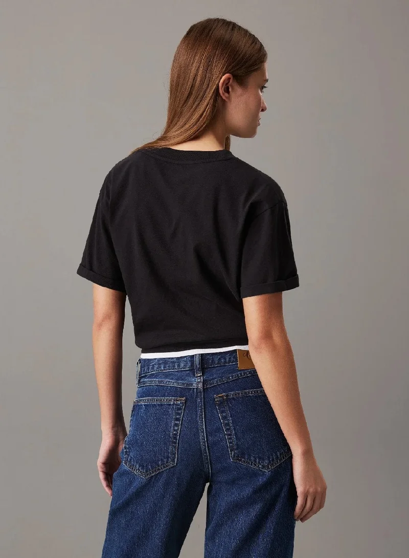 Calvin Klein Jeans Ck Black Relaxed Monogram T-shirt for Women | Best Price UAE