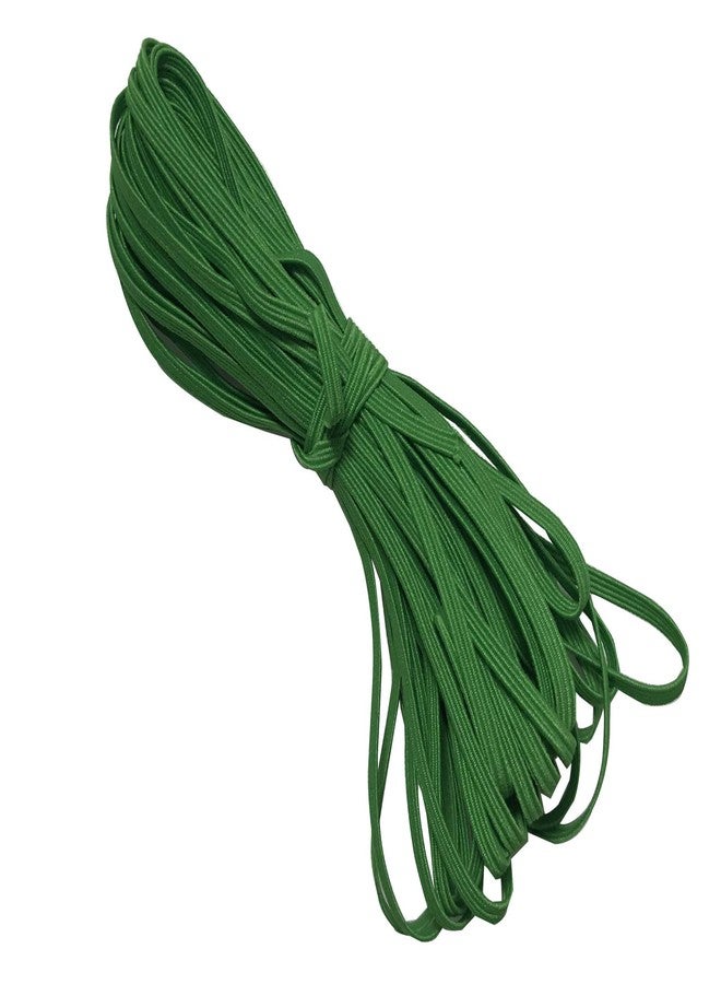 1/8" Skinny Elastic Bundle, Braided Elastic Stretch Elastic for Face Masks, Headbands or Hair Ties - 10 Yards (Green)