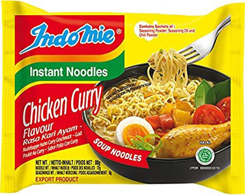 Indomie Instant Soup Noodles/Chicken Curry Flavour/Total 10 packs x 74g - Image 1