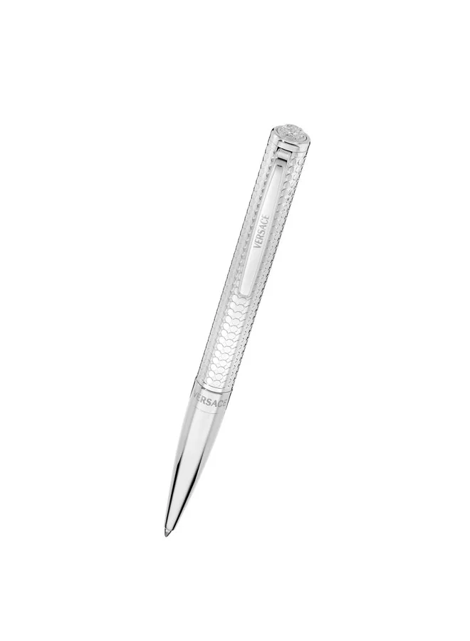 VERSACE Nyx Silver Stainless Steel Ballpoint Pen with Blue Ink for Men
