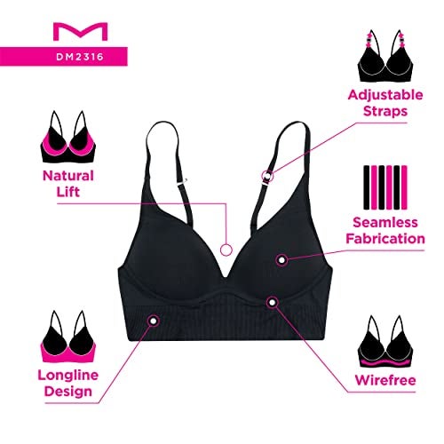 Maidenform صدرية مايدنفورم النسائية بدون درزات، صدرية طويلة قابلة للتحويل على شكل تانك باللون الأسود - Image 5