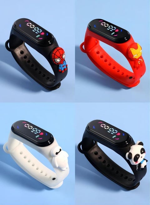 4 Pcs Kids' Water Resistant Silicone Digital Watch