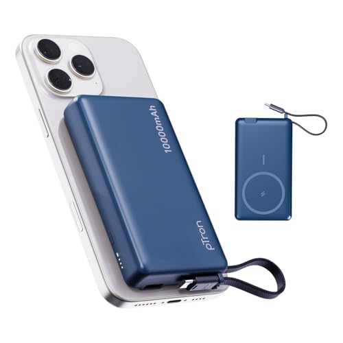 pTron Dynamo Dash Magnetic Wireless 10000mAh Fast Charging Slim Power Bank, MagSafe, 22.5W Output, Compatible w/iPhone 12/13/14/15/16, Android & Other Qi Enabled Devices, Type-C Input (Blue) - Image 1