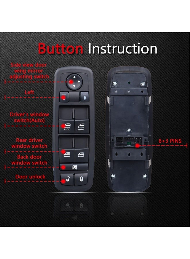 Topleo Power Window Switch Front Driver Side Replacement for 2011-2020 Chrysler 300, 2015-2017 Chrysler 200, 2011-2019 Dodge Charger, 2016-2022 Ram 1500 2500 3500 4500 5500, Replace OE 68139805AB 68139805AA - Image 5