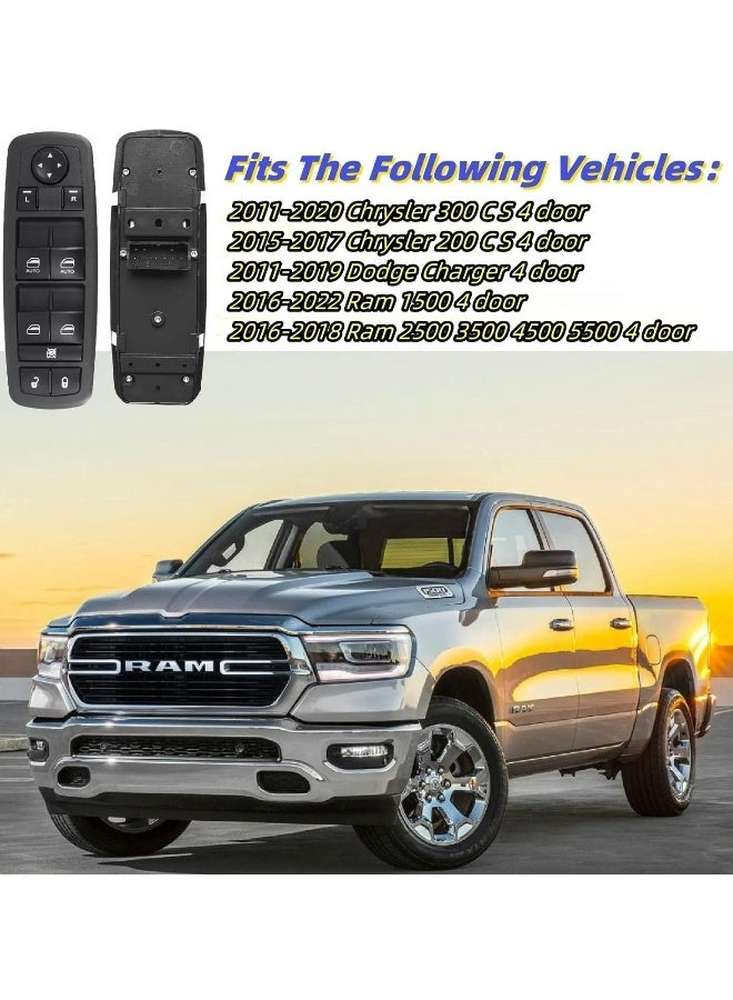 Topleo Power Window Switch Front Driver Side Replacement for 2011-2020 Chrysler 300, 2015-2017 Chrysler 200, 2011-2019 Dodge Charger, 2016-2022 Ram 1500 2500 3500 4500 5500, Replace OE 68139805AB 68139805AA - Image 4