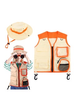 2 Pieces Kids Explorer Costume Set Work Vest and Hat Outdoor Explorer, Role Play, Insect Explorer