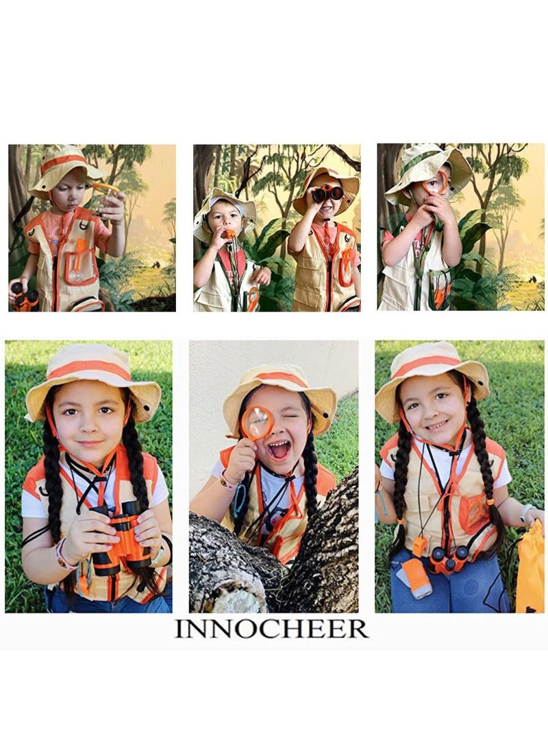 Velaurs - 2 Pieces Kids Explorer Costume Set Work Vest and Hat Outdoor Explorer, Role Play, Insect Explorer - Image 1