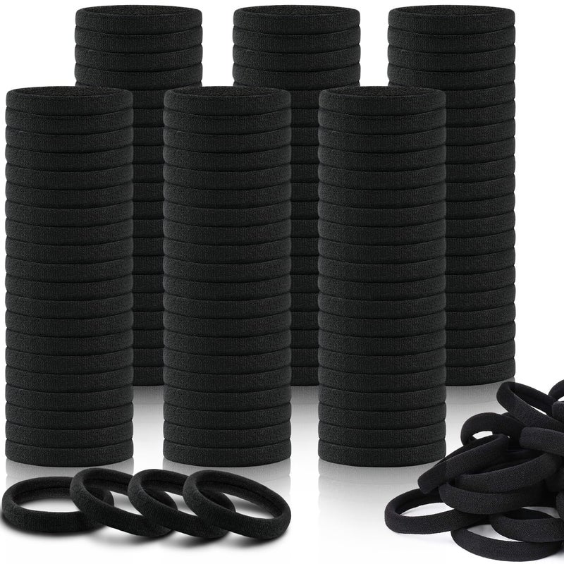 150PCS Hair Ties IKOCO Black Hair Ties for Women No Damage Cotton Seamless Ponytail Holders for Thick Hair