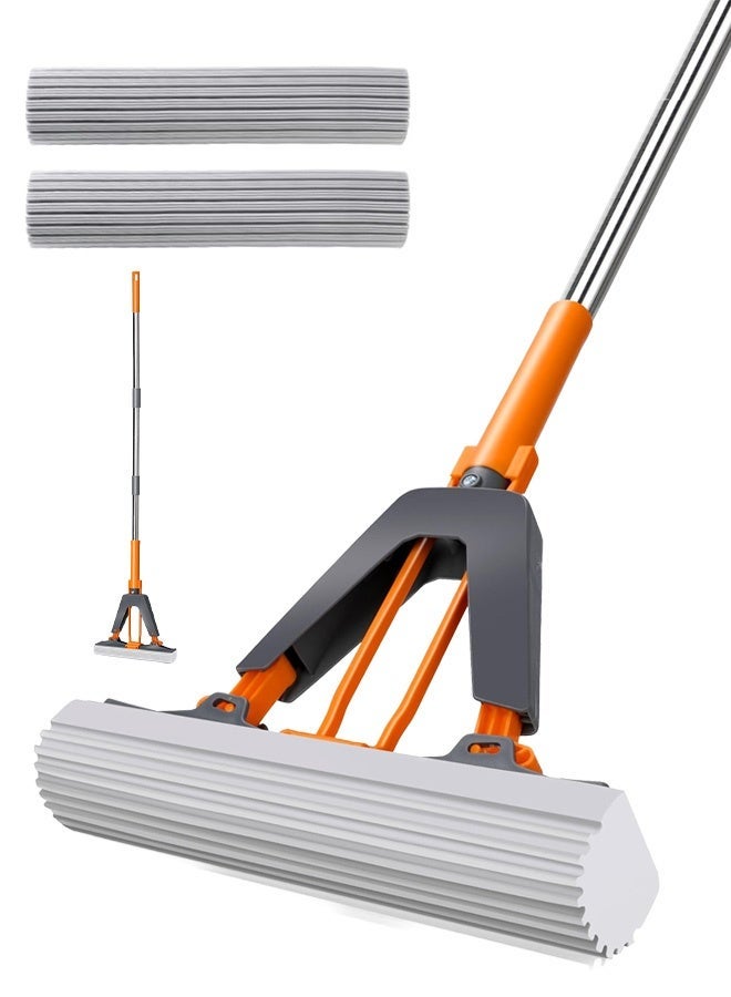 ممسحة تنظيف منزلية فائقة الامتصاص للأرضيات والمنازل | ممسحة إسفنجية سهلة الضغط، سميكة، قابلة للطي، قابلة للعصر، لا تحتاج إلى غسيل، للاستخدام المنزلي، سهلة التنظيف، ممسحة امتصاص الماء للشخص الكسول. - Image 1