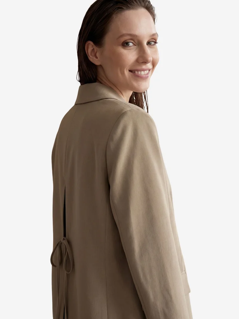 My Fashion Beige Natural MY FASHION Shawl Collar Button Blazer Jacket for Women | Best Price UAE