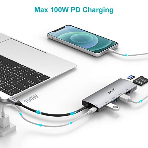 Aorz USB C Hub, USB Hub to HDMI Multiport AorZ USB C Dongle Adapter 7 in 1 with 4K HDMI Output,3 USB 3.0 Ports,SD/Micro SD Card Reader,100W PD,Compatible with MacBook Pro Air HP XPS and More Type C Devices - Image 5