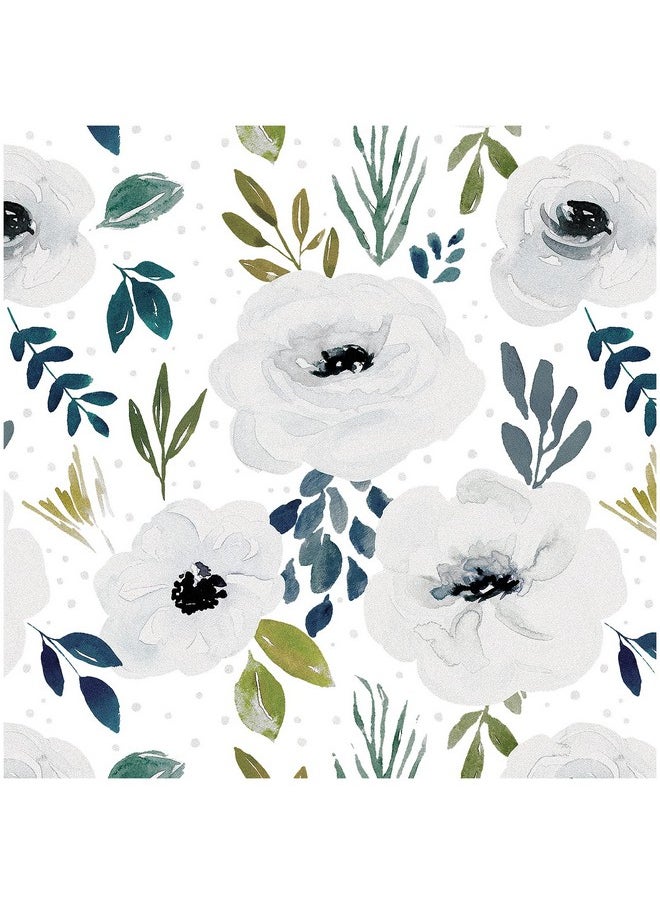 HAOKHOME 932452 Peel And Stick Floral Wallpaper Home Decor Removable White/Grey/Black Vinyl Self Adhesive Mural 17.7In X 9.8Ft  - Image 1